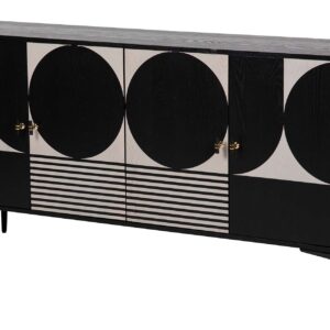 APARADOR MDF METAL NEGRO BLANCO 160x40x80 CM
