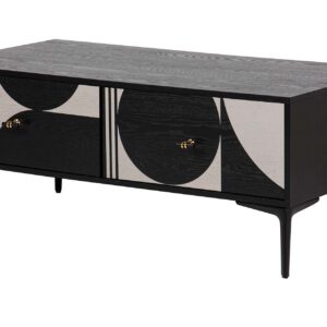 MESA DE CENTRO MDF METAL NEGRO BLANCO 110x56x45 CM