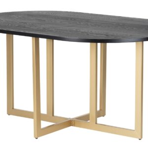 MESA COMEDOR MDF METAL NEGRO DORADO 160x100x75 CM