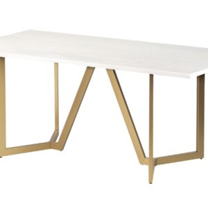 MESA COMEDOR MDF METAL BLANCA DORADA 180x90x75 CM