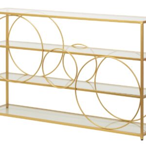 CONSOLA METAL DORADO C/ CRISTALES 130x30x80 CM
