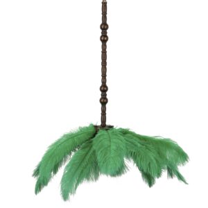 LAMPARA TECHO PLUMAS VERDES 62x62x174 CM