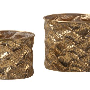 SET 2 MACETEROS METAL DORADO 32x32x25 26x26x20 CM