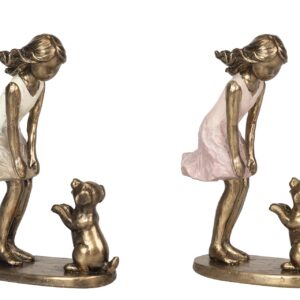 NIÑA CON PERRO RESINA SURTIDOS 11x5x15 CM