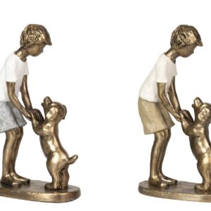 NIÑO CON PERRO RESINA SURTIDOS 11x5x15 CM