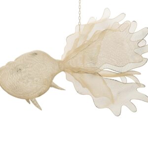 FIGURA PEZ COLGANTE METAL BLANCO 49x42x42 CM