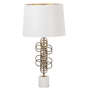 LAMPARA SOBREMESA METAL DORADO BLANCO 36x36x71 CM