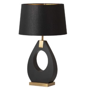 LAMPARA SOBREMESA METAL MDF NEGRO 40x40x68 CM