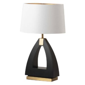 LAMPARA SOBREMESA METAL MDF NEGRO 40x40x67 CM