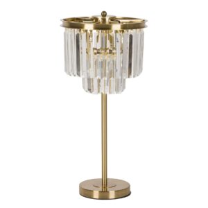 LAMPARA SOBREMESA CRISTAL METAL DORADO 30x30x60 CM