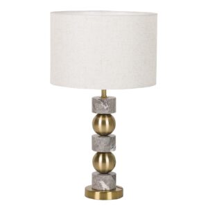 LAMPARA SOBREMESA METAL MARMOL 35x35x61 CM