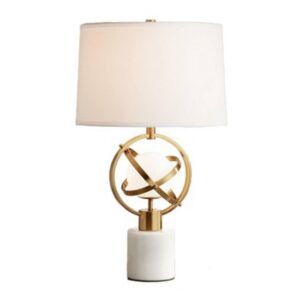 LAMPARA SOBREMESA METAL MARMOL DORADO 40x40x70 CM