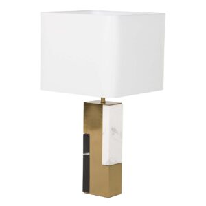 LAMPARA SOBREMESA METAL MARMOL 34x34x66 CM