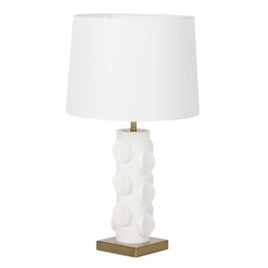 LAMPARA SOBREMESA METAL RESINA BLANCO 36x36x60 CM