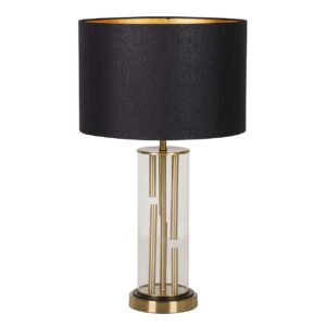 LAMPARA SOBREMESA METAL CRISTAL DORADO 38x38x65 CM