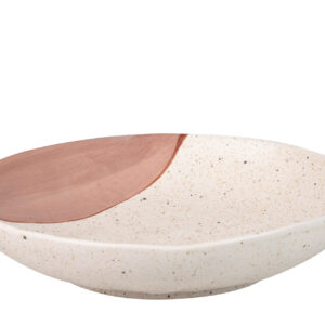 CENTRO DE MESA CERAMICA BEIGE ROSA 36x36x8 CM