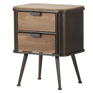 MESITA MADERA METAL MARRON NEGRO 50x40x63 CM