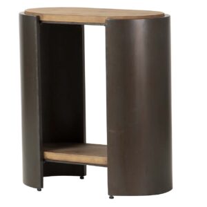 MESITA MADERA METAL MARRON NEGRO 62x34x71 CM