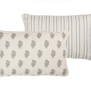 COJIN LINO FLORES RAYAS 45x30 CM