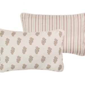 COJIN LINO FLORES RAYAS 45x30 CM