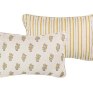 COJIN LINO FLORES RAYAS 45x30 CM