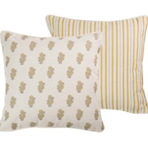 COJIN LINO FLORES RAYAS 45x45 CM