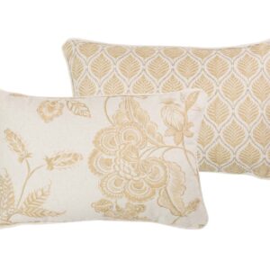 COJIN LINO FLORES HOJAS 45x30 CM