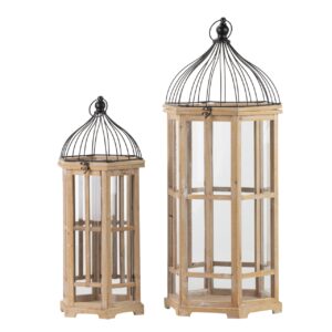 SET 2 FAROLES ANTIQUE  35x31x83 / 26x23x65 CM