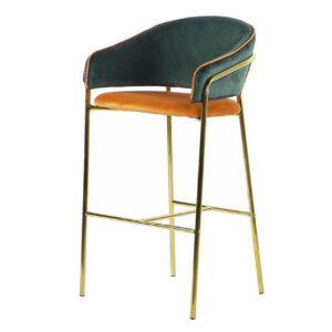TABURETE BAR VELVET VERDE NARANJA 53x52x99 CM