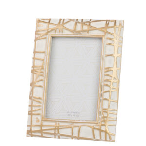 PORTAFOTOS RESINA DORADO BLANCO 10x15 CM