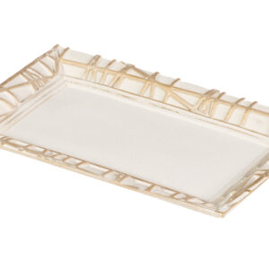 CENTRO DE MESA RESINA DORADA BLANCA 25x15x2 CM