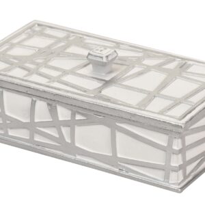 CAJA RESINA PLATEADA BLANCA 20x11x8 CM