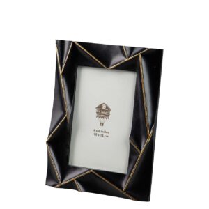 PORTAFOTOS RESINA NEGRO DORADO 10x15 CM