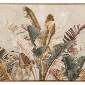 CUADRO HOJAS 50% PINTADO A MANO 122x4x83 CM