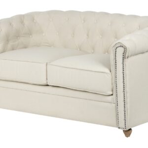 SOFA LINO BEIGE CAPITONE TACHUELAS 130x80x70 CM