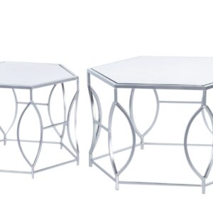 SET 2 MESAS METAL-ESPEJO 74x74x45/57x57x40 CM