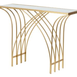 CONSOLA METAL ESPEJO DORADA 104x30x79 CM