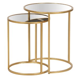 SET 2 MESAS NIDO METAL ESPEJO 41x41x50 35x35x43 CM