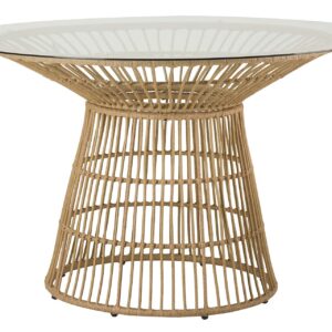 MESA RATAN SINTETICO HIERRO CRISTAL 120x120x75 CM