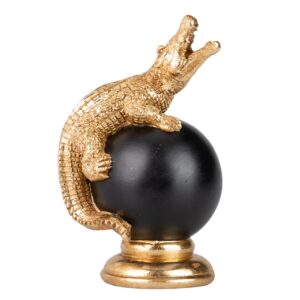 FIGURA COCODRILO BOLA DECORACION RESINA 10x8x15 CM