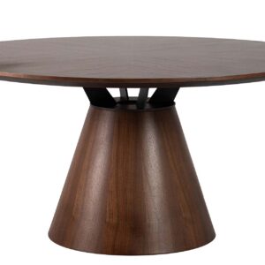 MESA COMEDOR NOGAL METAL NEGRO SURREY 150x150x75CM