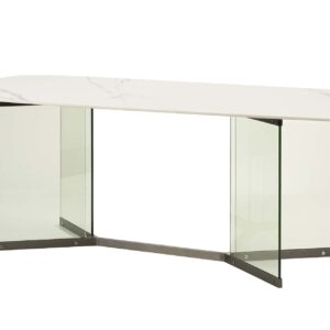 MESA COMEDOR MARMOL CRISTAL NAKIN 200x100x75 CM