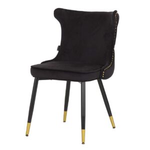 SILLA TACHUELAS VELVET NEGRO ASPEN 49x54x79 CM