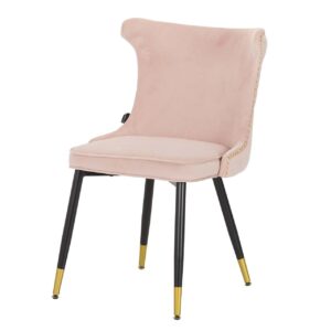 SILLA TACHUELAS VELVET ROSA ASPEN 49x54x79 CM