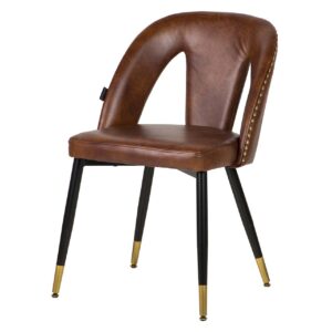 SILLA TACHUELAS PU MARRON STOWE 49x54x82 CM