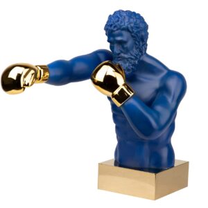 BOXEADOR RESINA/METAL AZUL 33x56x56 CM