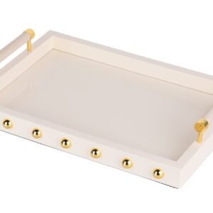 BANDEJA MDF / ACERO INOX BEIGE 45x31x9 CM