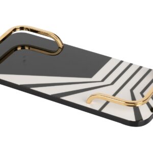 BANDEJA  MDF/ACERO INOX. BLANCA NEGRA 45x20x7 CM