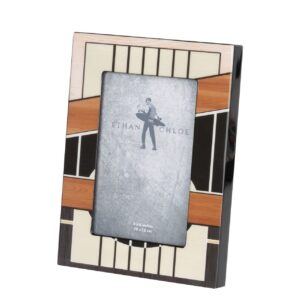 PORTAFOTOS MDF NEGRO BLANCO NARANJA 10x15 CM