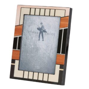 PORTAFOTOS MDF NEGRO BLANCO NARANJA 15x20 CM